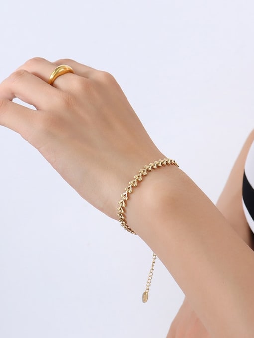 E295 gold bracelet 15+ 5cm Titanium Steel Vintage Irregular   Bracelet and Necklace Set