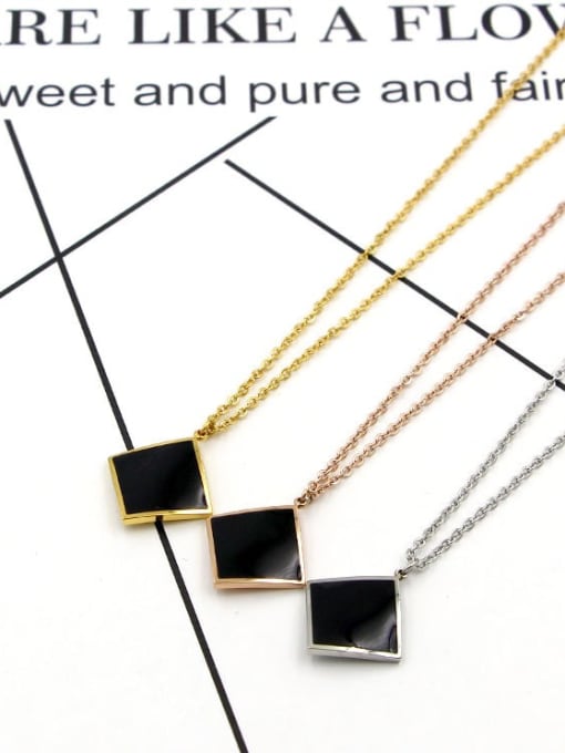 K.Love Titanium Enamel Square Trend Necklace 2