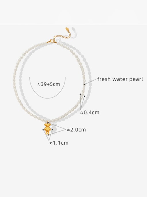 MAKA Titanium Steel Freshwater Pearl Bear Vintage Necklace 2