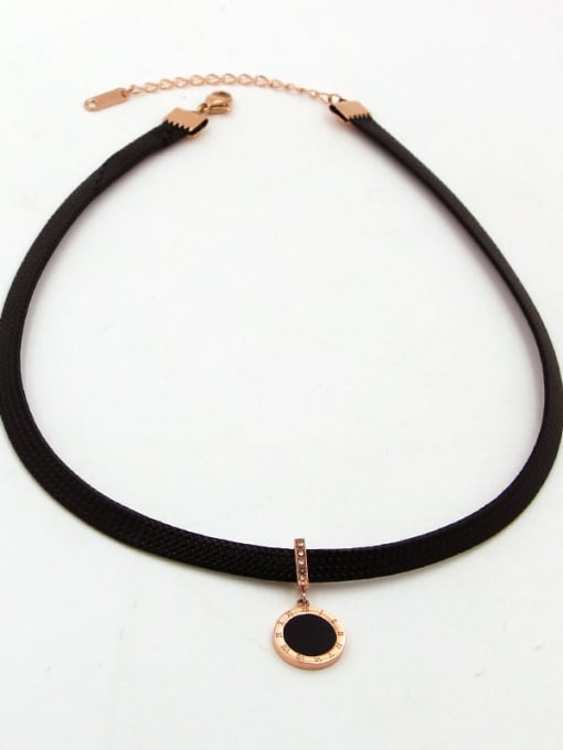 K.Love Titanium Rhinestone Leather Number Minimalist Necklace 0