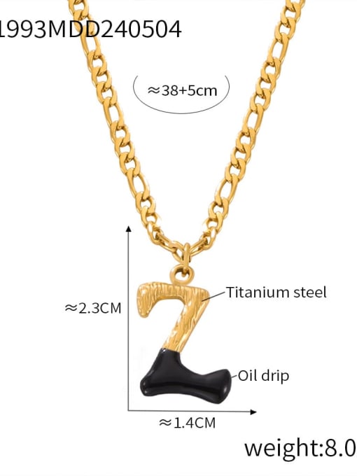 P1993 Gold Black Necklace Z Titanium Steel Letter Hip Hop Necklace