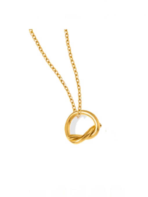 P212 Gold Circle Necklace 40+ 5cm Titanium Steel Geometric Vintage Necklace