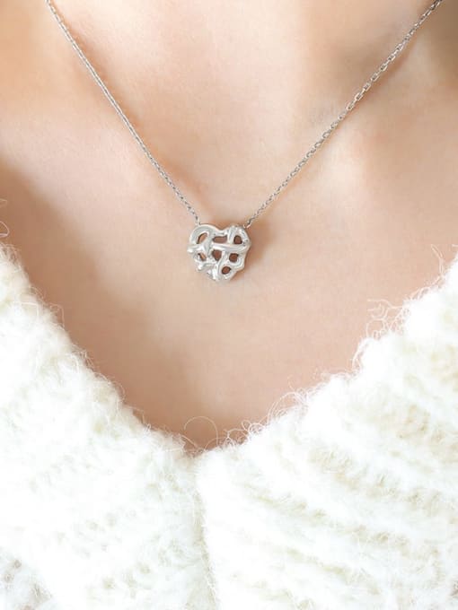 P1413 Steel necklace 40 +5cm Titanium Steel Minimalist Heart  Earring and Necklace Set