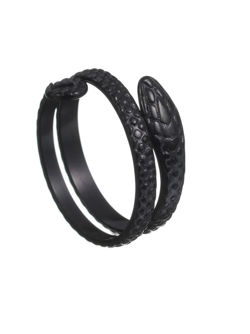 black Titanium Steel Snake Vintage Band Ring