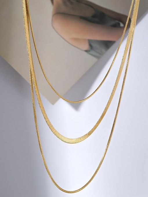 K6115 three-layer Titanium Steel Snake Bone Chain Minimalist Multi Strand Necklace
