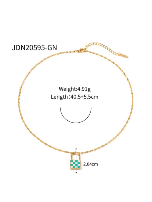 JDN20595 GN Stainless steel Enamel Heart Minimalist Necklace