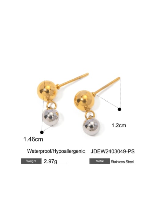 JDEW2403049 PS Stainless steel Bead Geometric Hip Hop Drop Earring