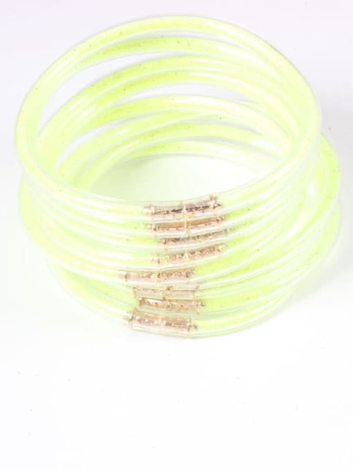 Grass green PVC Silicone Tube Gold Powder Bracelet, Jelly Bangles Bracelet, Cross-Border 9 in a Group