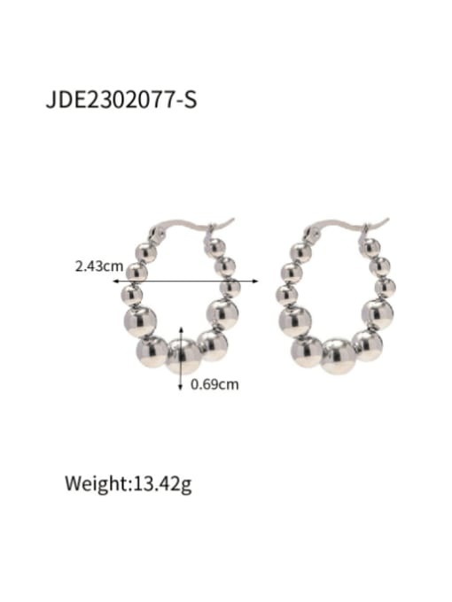 J&D Stainless steel Bead Geometric Vintage Huggie Earring 1