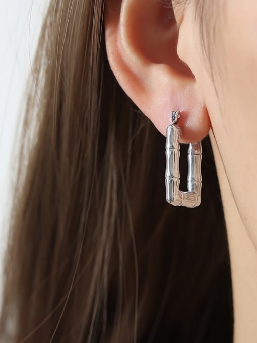 F1218 Square Steel Color Earrings Titanium Steel Geometric Trend Stud Earring