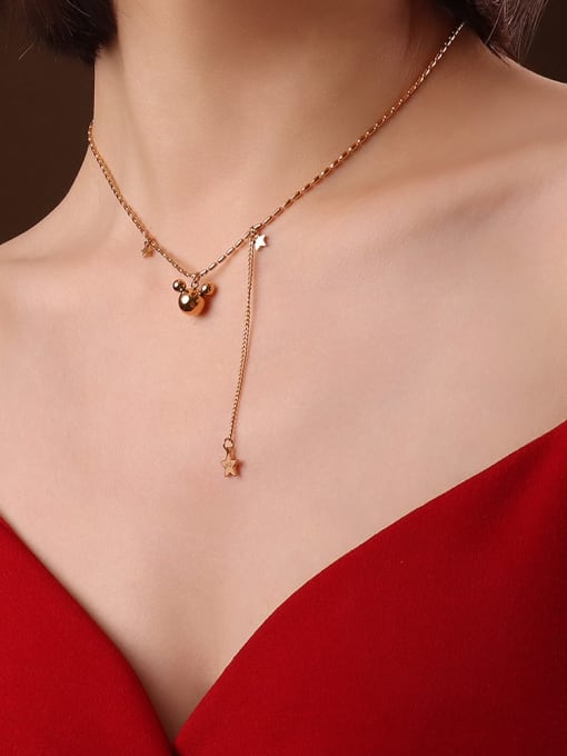 P556 rose gold necklace 40+5cm Titanium 316L Stainless Steel Bead Minimalist Irregular  Braclete and Necklace Set with e-coated waterproof