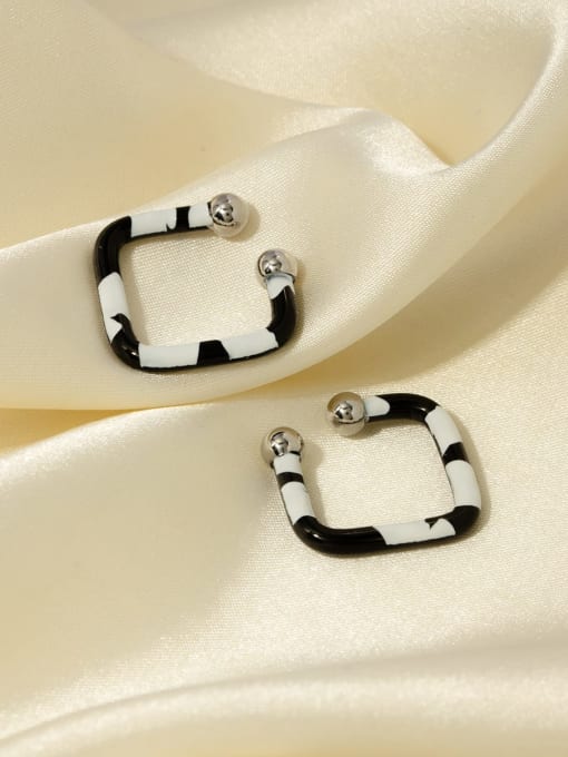 J&D Stainless steel Enamel Geometric Minimalist Stud Earring 0