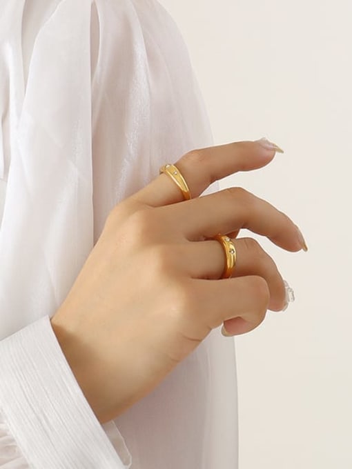 A356 gold ring Titanium Steel Cubic Zirconia Geometric Minimalist Band Ring