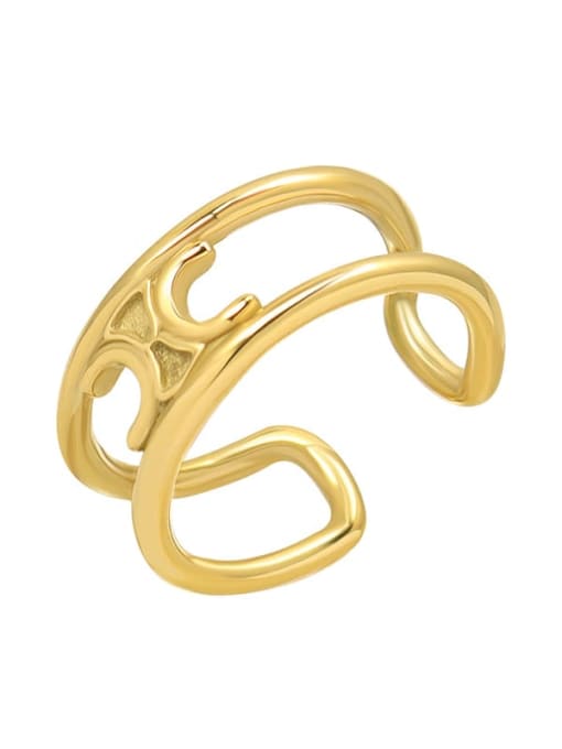 A278 golden Arc de Triomphe ring Titanium Steel Geometric Hip Hop Stackable Ring