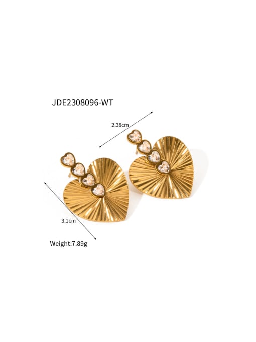 JDE2308096 WT Stainless steel Cubic Zirconia Heart Trend Stud Earring