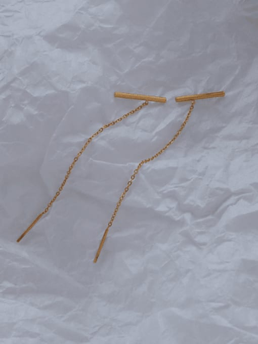 f482 golden ear wires Titanium Steel Tassel Minimalist Threader Earring