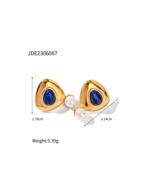 J&D Stainless steel Imitation Pearl Geometric Trend Stud Earring 3