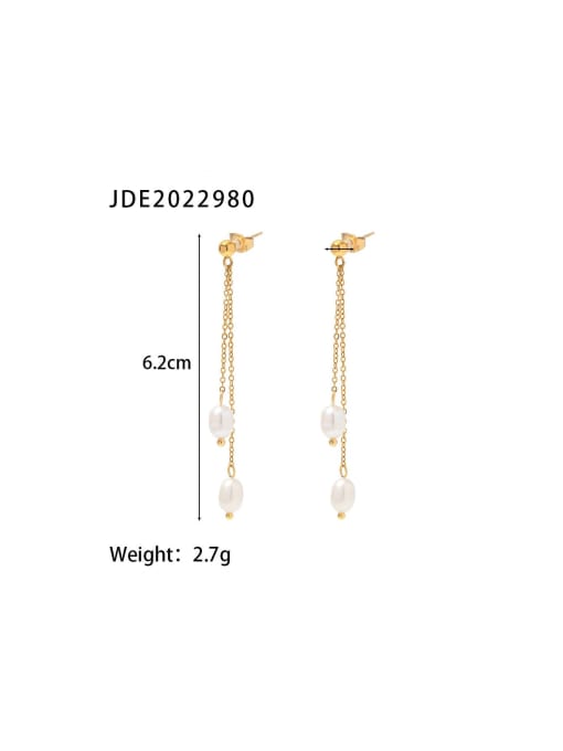 J&D Stainless steel Freshwater Pearl Tassel Dainty Stud Earring 2
