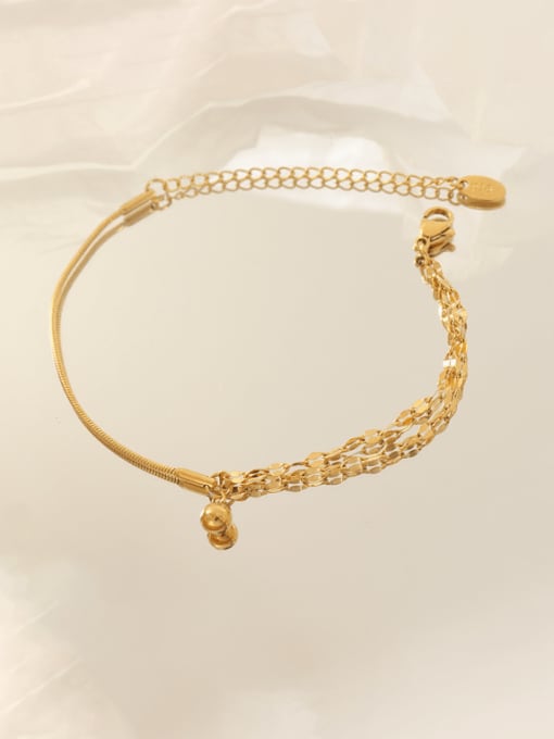 E152 gold bracelet 15+ 5cm Titanium Steel Geometric Vintage Link Bracelet