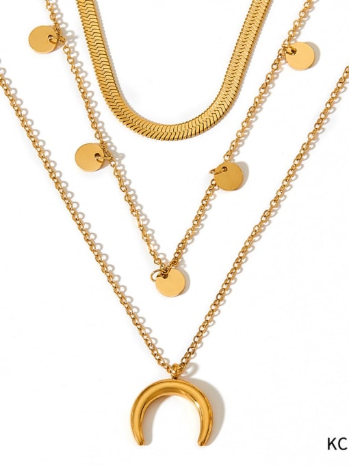 KCD511 Gold Stainless steel Moon Trend Multi Strand Necklace