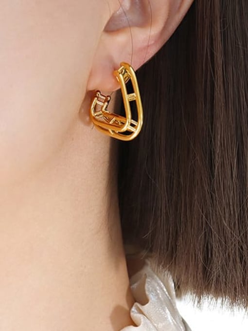 F722 Gold Earrings Brass Geometric Minimalist Stud Earring