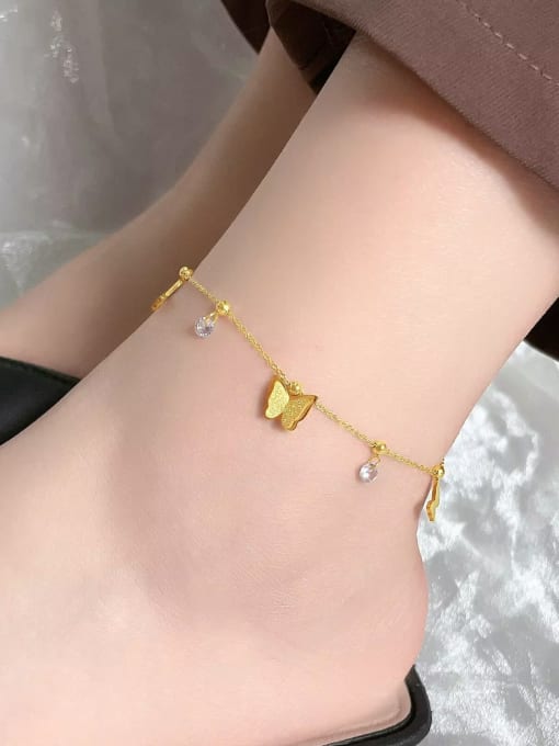 JL200  Feet Chain Gold Titanium Steel Butterfly Trend Anklet