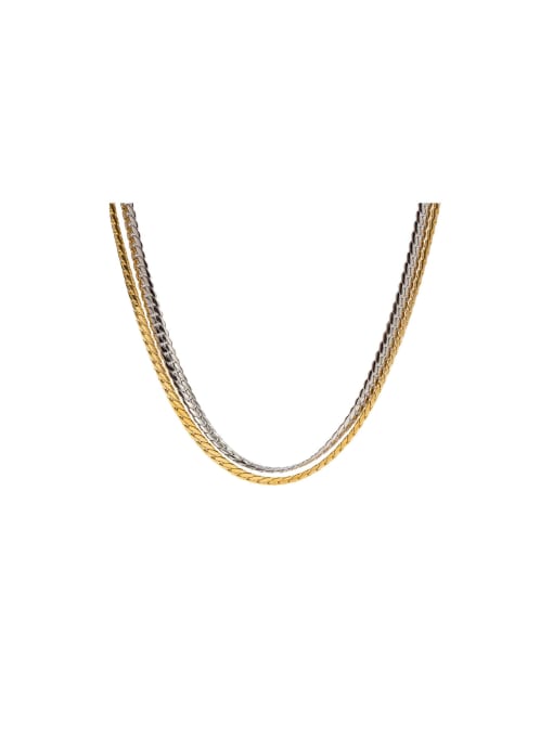 J&D Stainless steel Geometric Trend Link Necklace