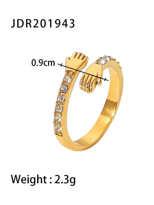 JDR201943 Stainless steel Cubic Zirconia Geometric Trend Band Ring