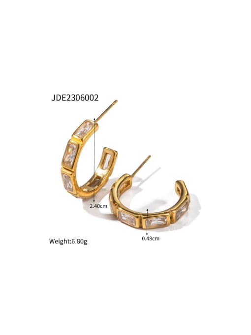 J&D Stainless steel Cubic Zirconia Geometric Trend Hoop Earring 2