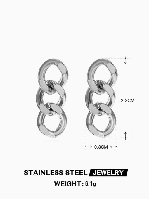 Steel colored Cuban earrings Titanium Steel Geometric Chain Hip Hop Drop Earring