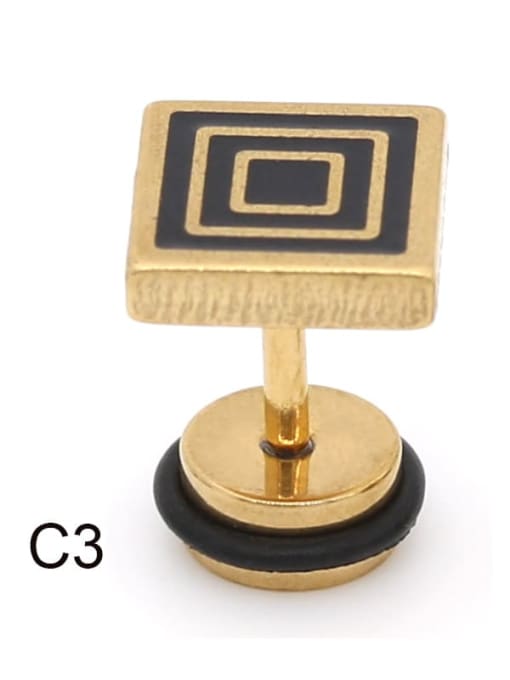 Golden C3  (Single-Only One) Titanium Steel Rectangle Minimalist Single Earring(Single-Only One)