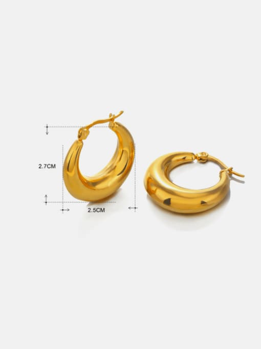 Gold round earrings Stainless steel Geometric Hip Hop Huggie Earring