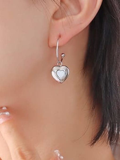 F649 Steel Earrings Titanium Steel Shell Heart Minimalist Hook Earring