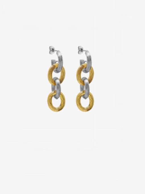 A pair of f443 embossed Earrings Titanium 316L Stainless Steel  Hip Hop Geometric Earring and Bangle Set with e-coated waterproof