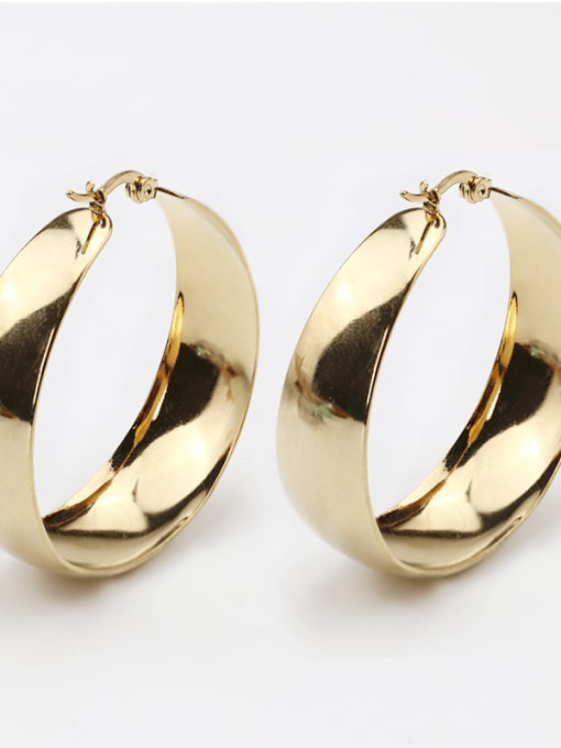 Small face width gold 40mm pair Titanium Steel Round Minimalist Hoop Earring