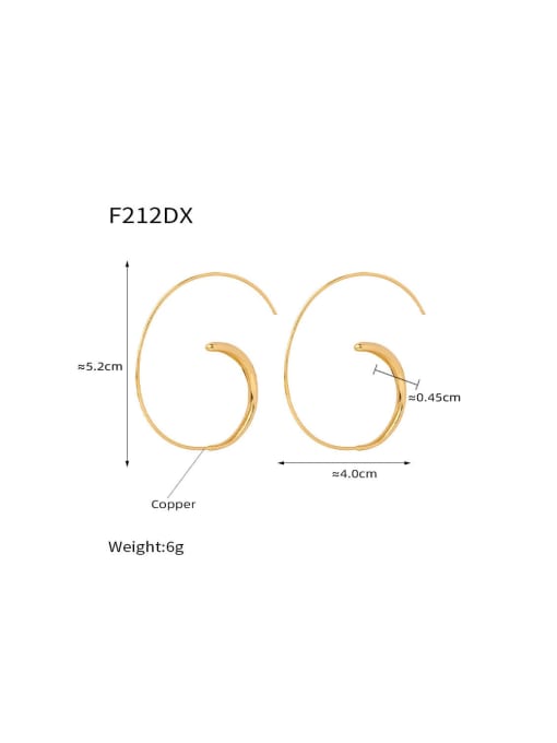 F212 Gold Earrings Brass Geometric Trend Hoop Earring