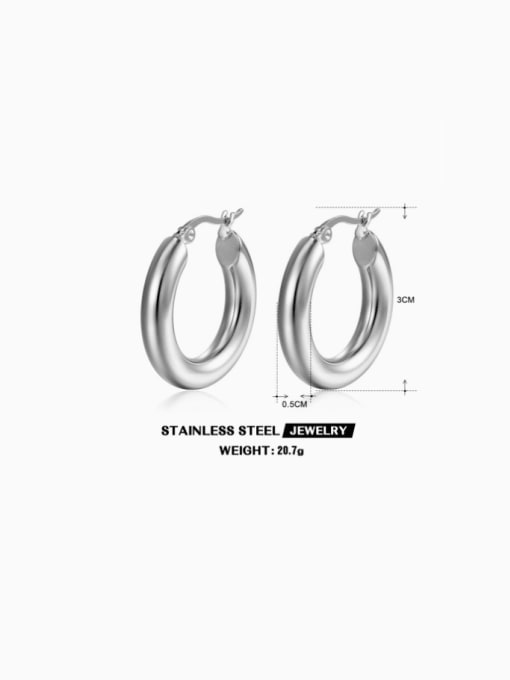 Steel colored earrings 3cm Stainless steel Geometric Minimalist Hoop Earring
