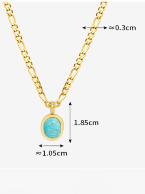 MAKA Titanium Steel Turquoise Heart Minimalist Necklace 3