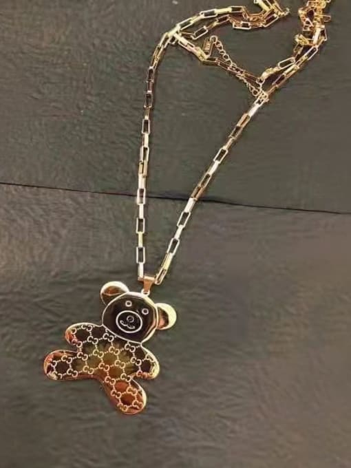 K.Love Titanium Steel Minimalist Bear Sweater Chain Necklace 1