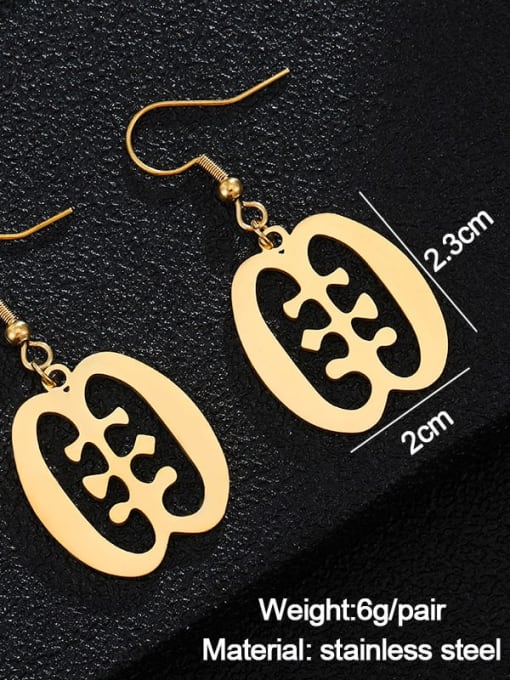 No. 4 Gold Stainless steel Geometric Ethnic African Pendant Hook Earring