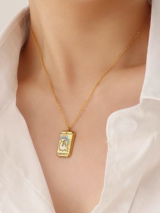 P246 queen gold necklace 40 +5cm Titanium Steel Enamel Geometric Vintage Necklace