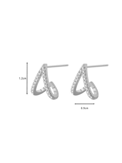 Clioro Brass Cubic Zirconia Triangle Minimalist Stud Earring 4