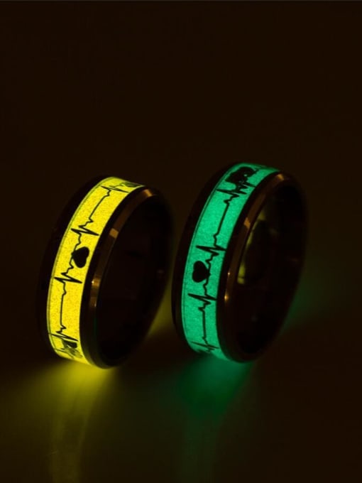 SM-Men's Jewelry Stainless steel Enamel Heart Hip Hop  Noctilucent Men's Ring 1