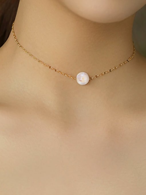 J&D Stainless steel Imitation Pearl Round Minimalist Necklace 1