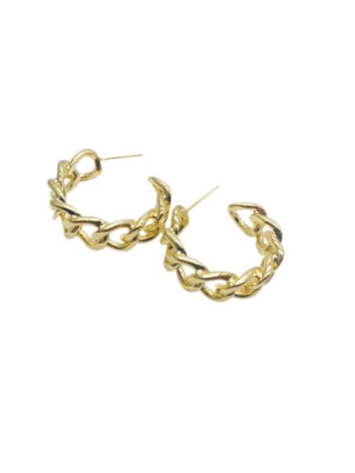 JE21070801G Brass Hollow Geometric Vintage Stud Earring