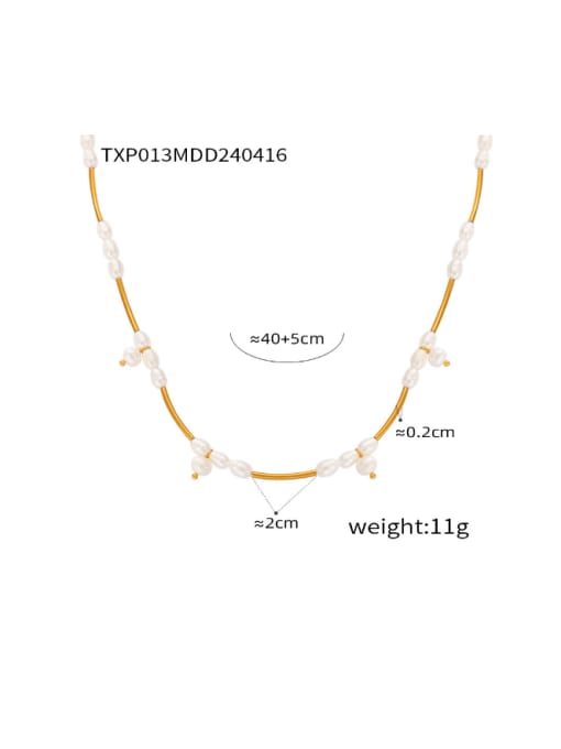 TXP013 Gold Necklace Stainless steel Imitation Pearl Minimalist Irregular Bracelet and Necklace Set
