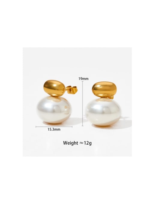 Clioro Stainless steel Imitation Pearl Geometric Trend Stud Earring 3