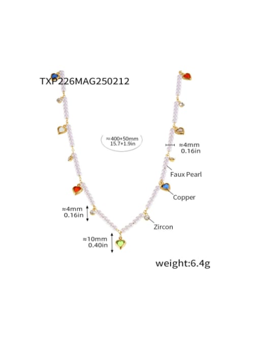 TXP226 Golden Love Pearl Necklace Titanium Steel Imitation Pearl  Minimalist Heart Bracelet and Necklace Set