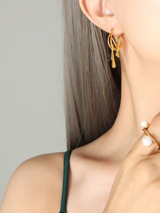 F188 gold irregular Earrings Brass Geometric Trend Drop Earring