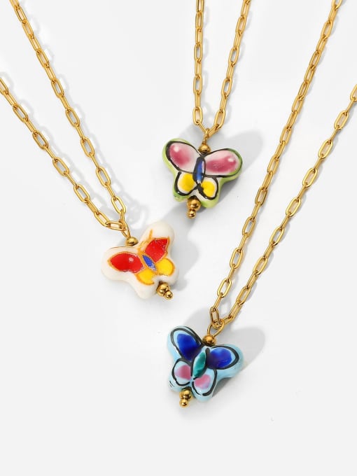 J&D Stainless steel Ceramic Butterfly Bohemia Necklace 3